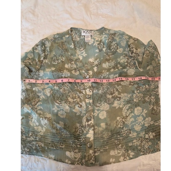 Kari New York Women's 2PC Floral Dress Suit Set Size 16 Blue Green Career - Picture 6 of 9